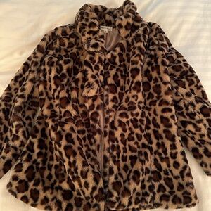 Leopard Print Faux Fur Coat